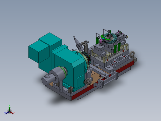 输出主动齿轮液压夹具组立图正等轴测缩略图