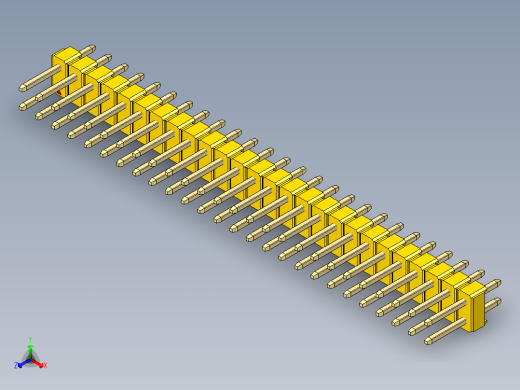 彩色公头100mil（2.54mm）系列-DS1021_yellow_2x26p_100mil_Type1_rev1.0正等轴测缩略图