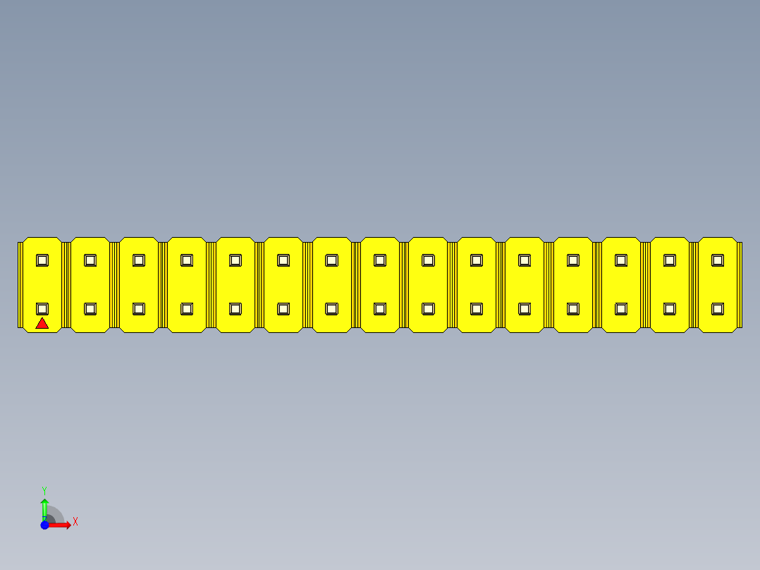彩色公头100mil（2.54mm）系列-DS1021_yellow_2x15p_100mil_Type1_rev1.0前视图