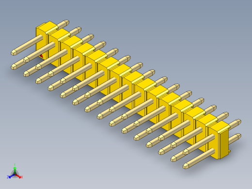 彩色公头100mil（2.54mm）系列-DS1021_yellow_2x15p_100mil_Type1_rev1.0正等轴测缩略图