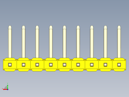 彩色公排针 100mil 2.54mm 系列-DS1022_yellow_09p_100mil_TypeU_rev1.0后视缩略图