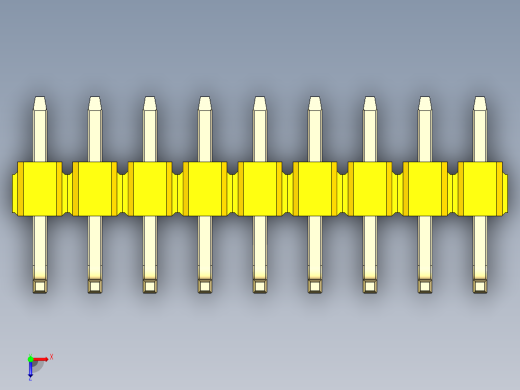 彩色公排针 100mil 2.54mm 系列-DS1022_yellow_09p_100mil_TypeU_rev1.0俯视缩略图