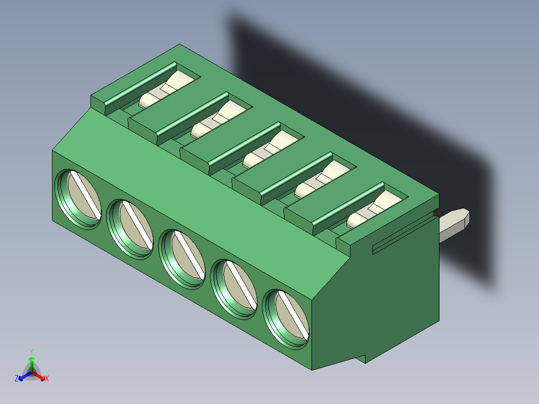 PCB Terminal Block 5 DEG381-3.5正等轴测图