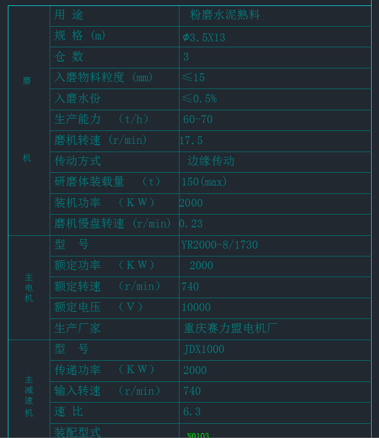 φ3.5×13M水泥磨图纸