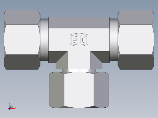 卡套式工业通用硬管接头EO_Swivel_nut_branch_tee_ET12LCF前视缩略图