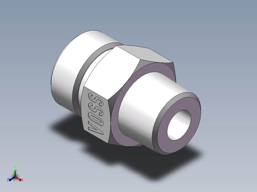 英制锥管螺纹直接头、1DT-20-06SP正等轴测图