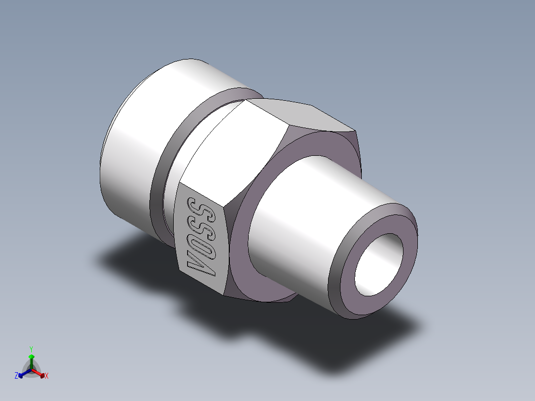 英制锥管螺纹直接头、1DT-18-04SP正等轴测图