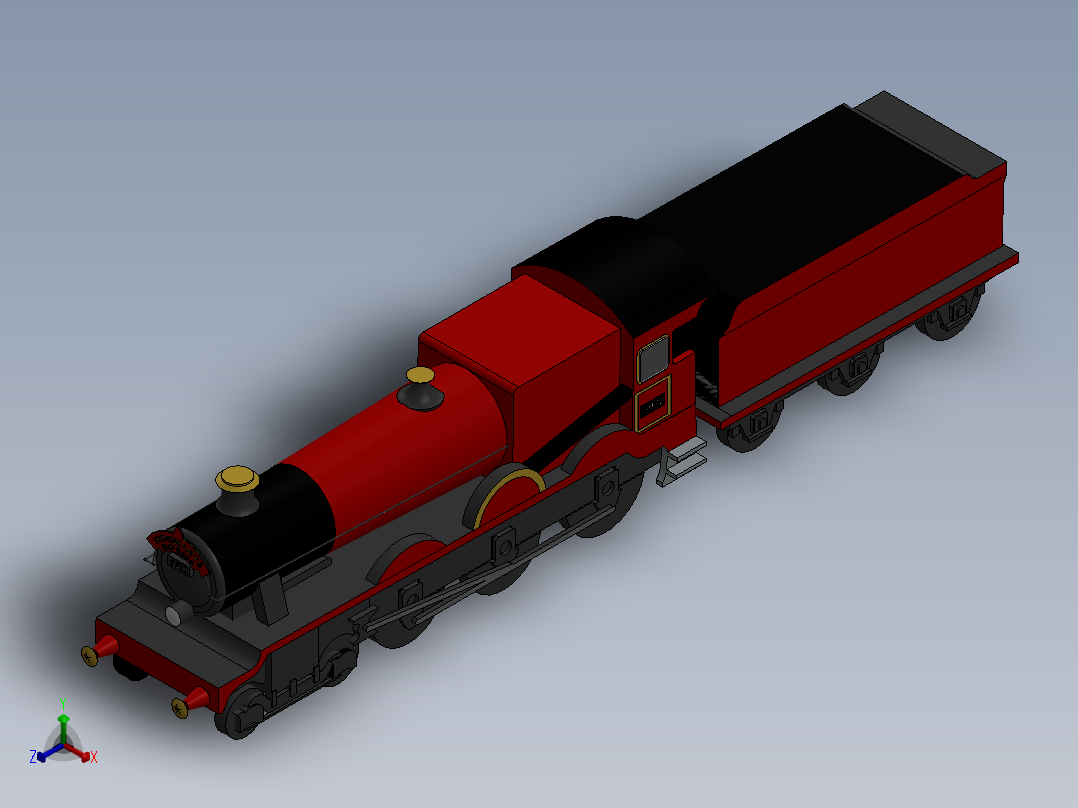 火车机车列车hogwarts-express-locomotive-1831-模型格式为 sw正等轴测图