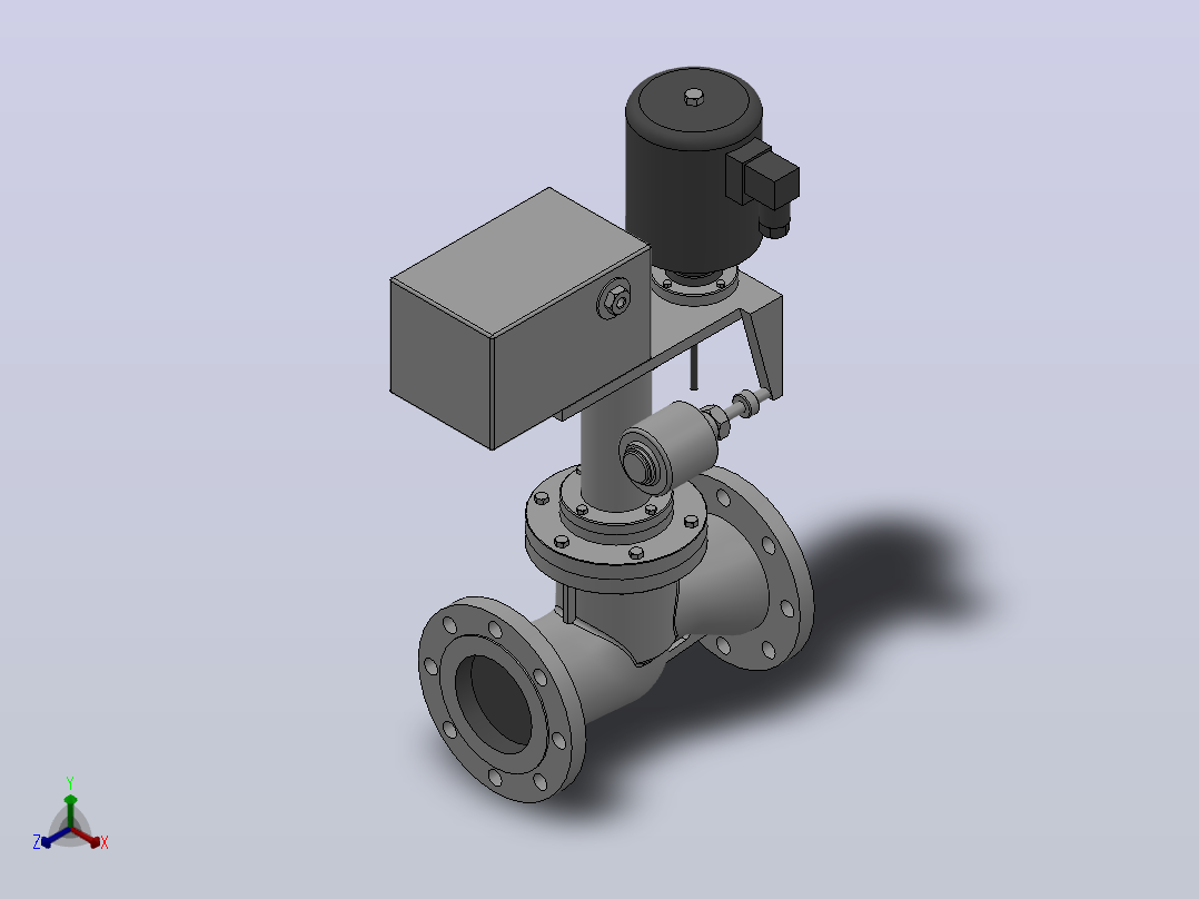 ZCTG型蒸汽电磁阀[ZCTG-4.0-150-F-B-K]通径150mm正等轴测图