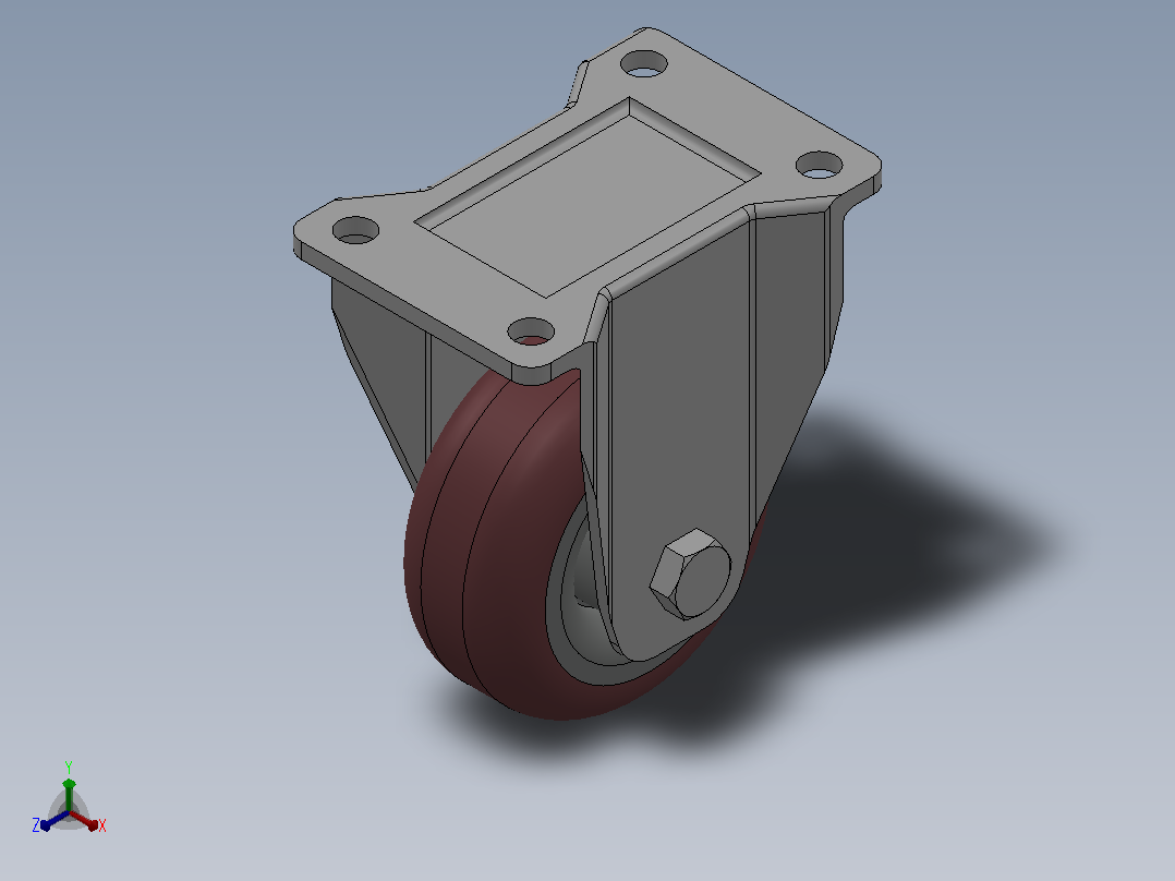 Z11-02-100-602C中型轮[Z11-02-075-602C]脚轮正等轴测图
