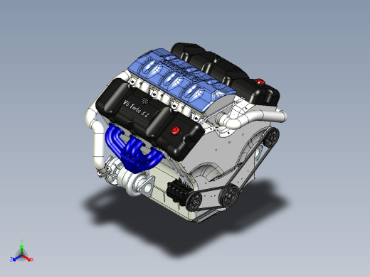 3.2T双涡轮增压V6缸内直喷发动机正等轴测缩略图