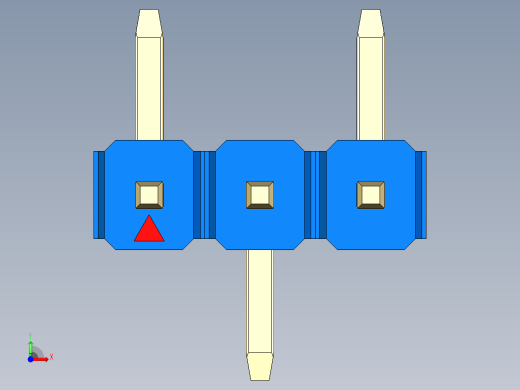 彩色公排针 100mil 2.54mm 系列-DS1022_blue_03p_100mil_Type_SMT_R1_rev1.0前视缩略图