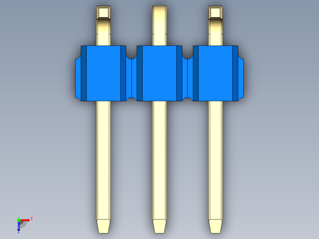 彩色公排针 100mil 2.54mm 系列-DS1022_blue_03p_100mil_Type_SMT_R1_rev1.0俯视图