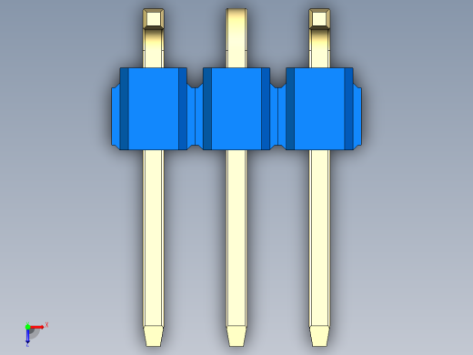彩色公排针 100mil 2.54mm 系列-DS1022_blue_03p_100mil_Type_SMT_R1_rev1.0俯视缩略图