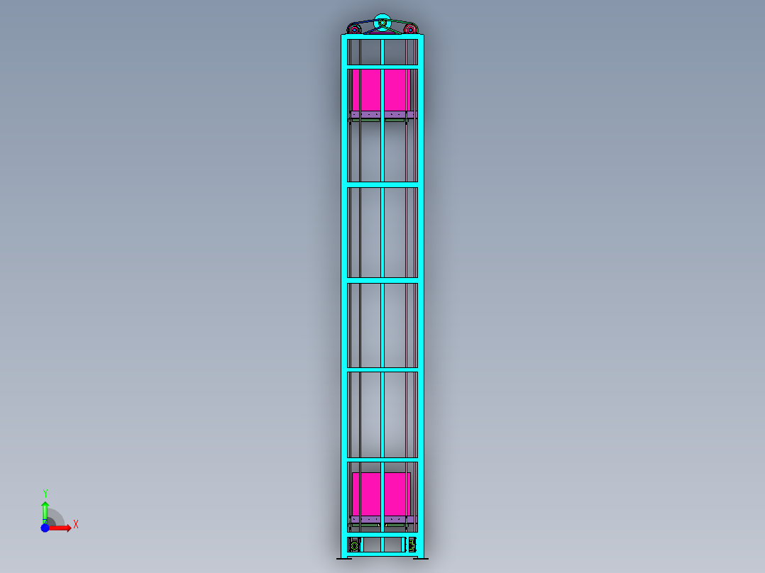 物流垂直辊筒输送升降机前视图