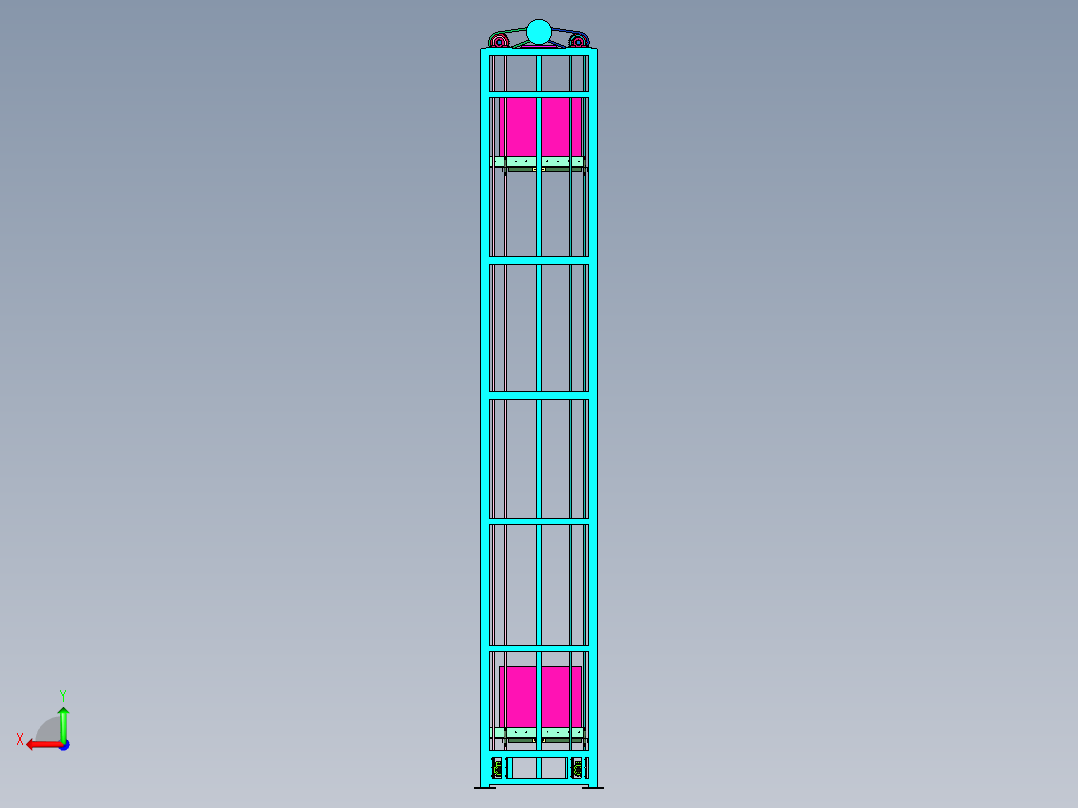 物流垂直辊筒输送升降机后视图