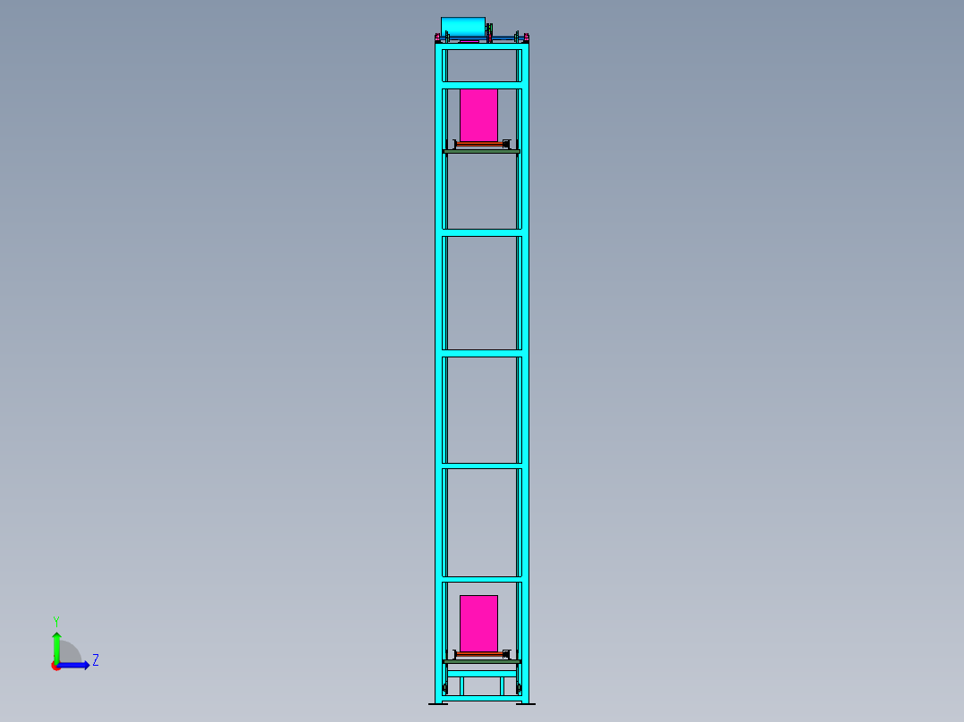 物流垂直辊筒输送升降机左视图