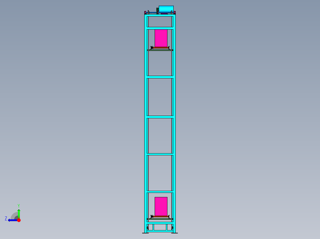 物流垂直辊筒输送升降机右视图