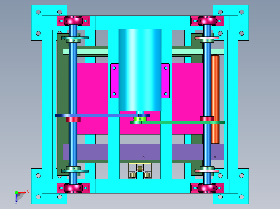 物流垂直辊筒输送升降机俯视图