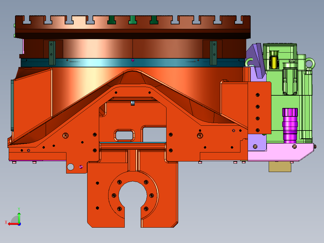 精密加工机床用转台结构后视图