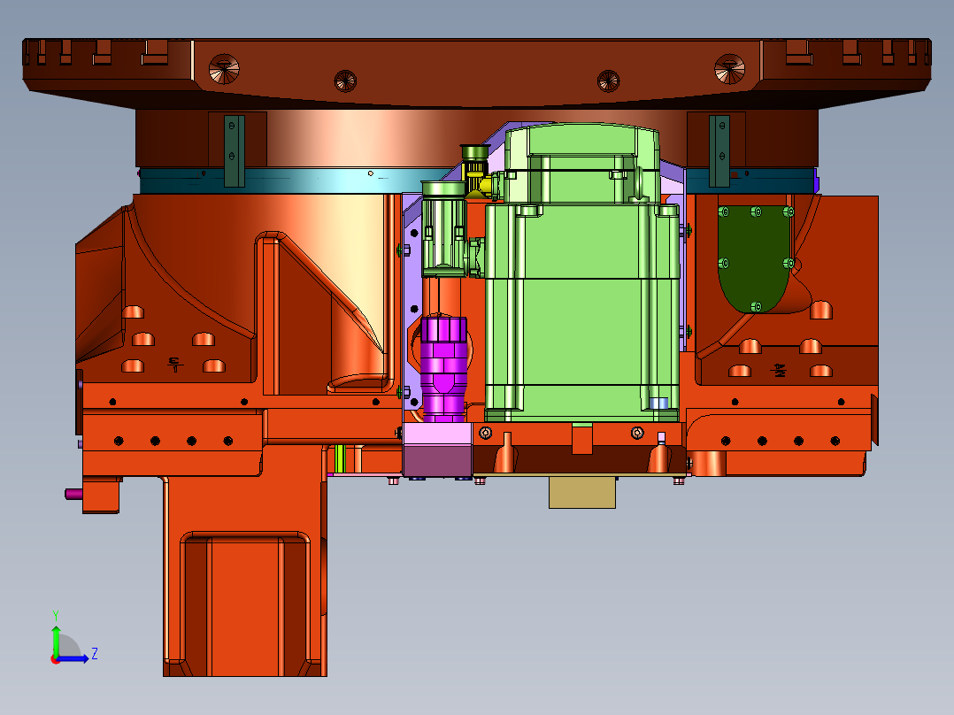 精密加工机床用转台结构左视图
