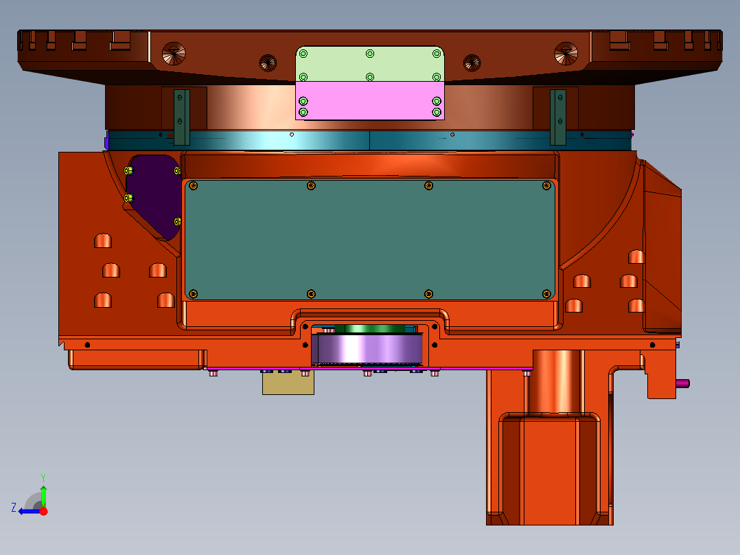 精密加工机床用转台结构右视图