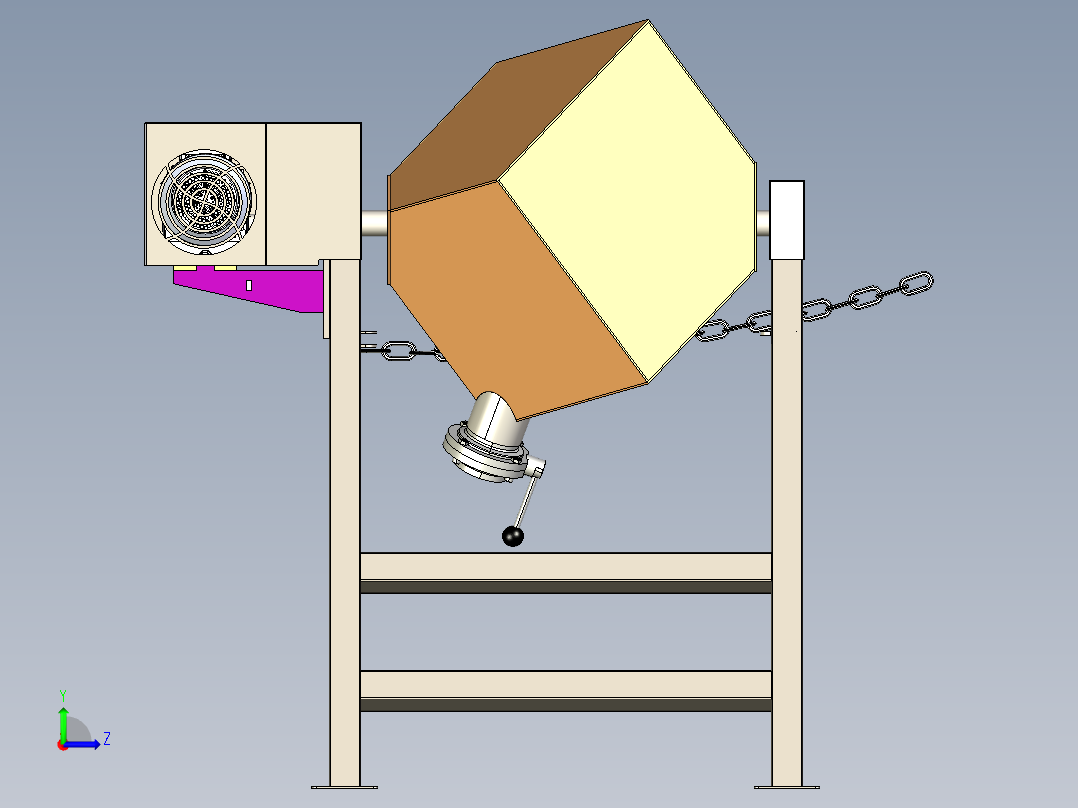 Cube Mixer立方搅拌机3D数模图纸 x_t格式左视图