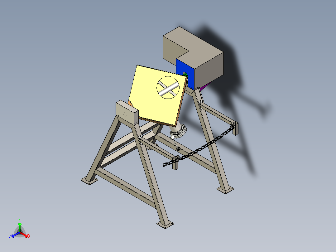 Cube Mixer立方搅拌机3D数模图纸 x_t格式正等轴测图