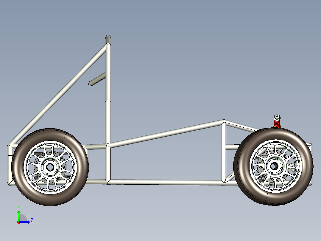 钢管车底盘简易结构3D图纸左视图