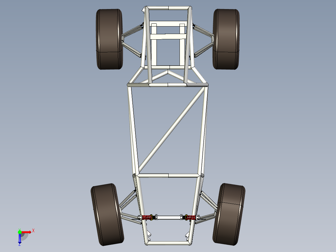 钢管车底盘简易结构3D图纸俯视图