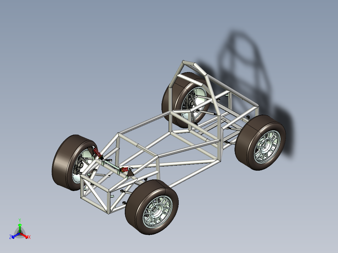 钢管车底盘简易结构3D图纸正等轴测图
