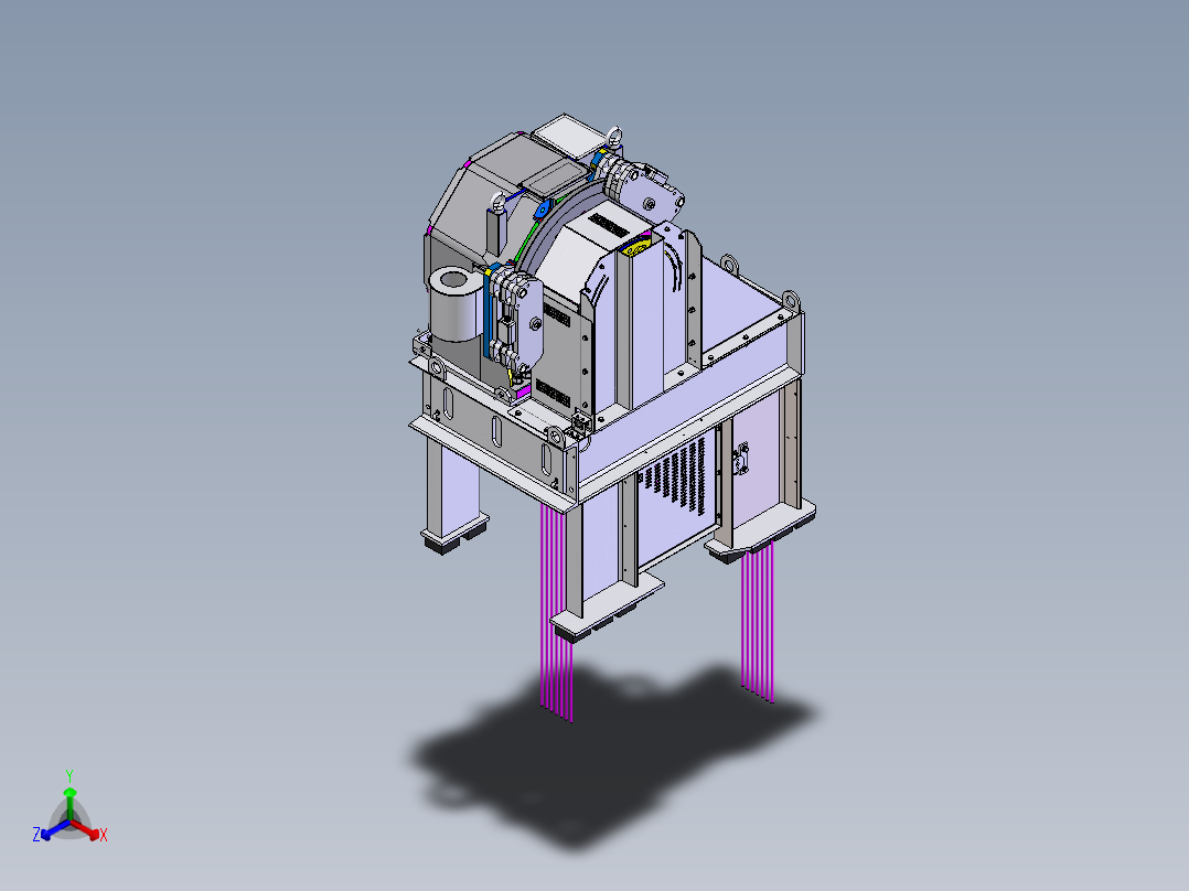 重载高速梯主机及主机架sw19正等轴测图