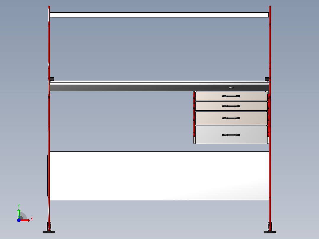 悬臂工作台3D模型图纸 Solidworks设计前视图