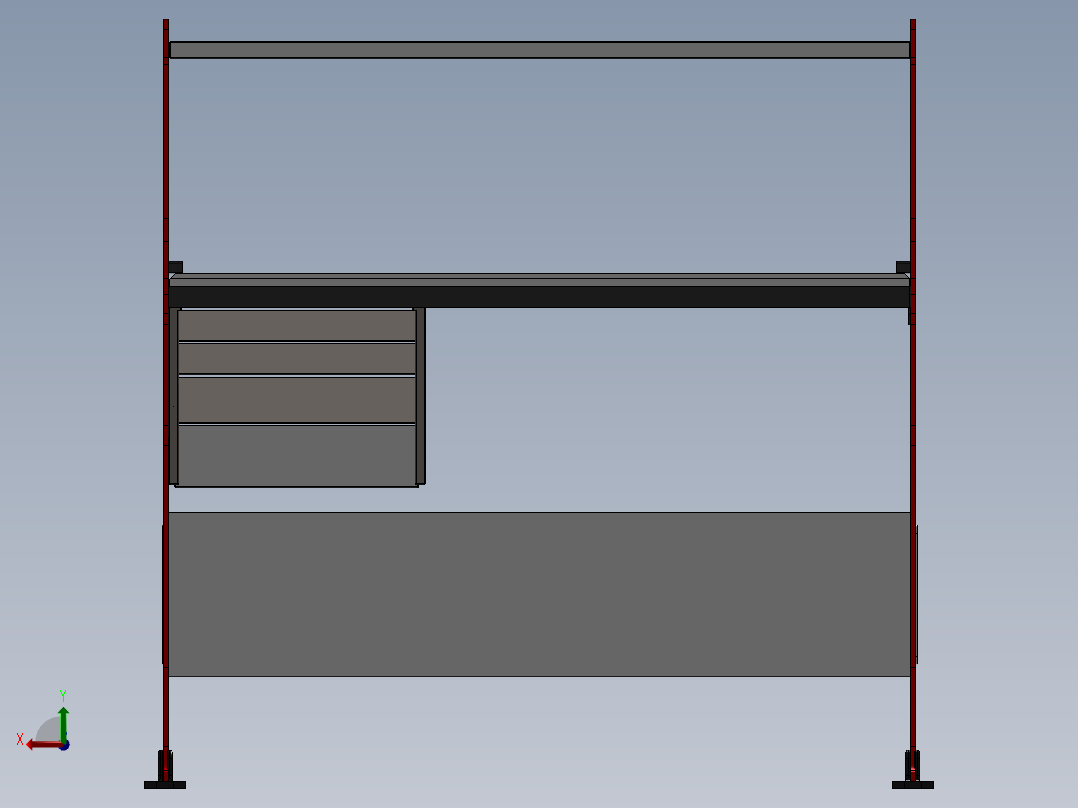 悬臂工作台3D模型图纸 Solidworks设计后视图