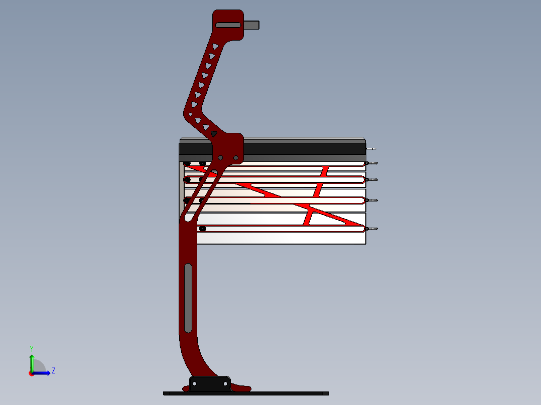 悬臂工作台3D模型图纸 Solidworks设计左视图