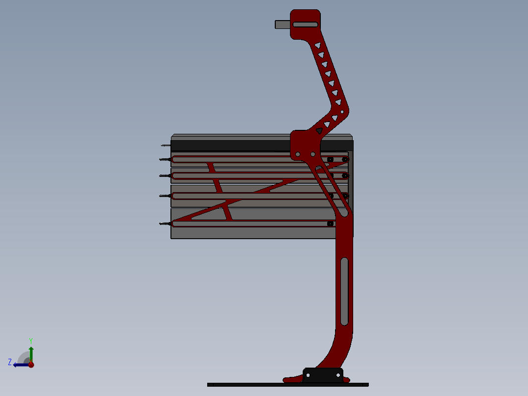 悬臂工作台3D模型图纸 Solidworks设计右视图