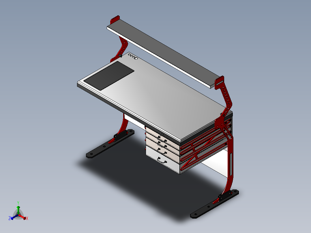 悬臂工作台3D模型图纸 Solidworks设计正等轴测图