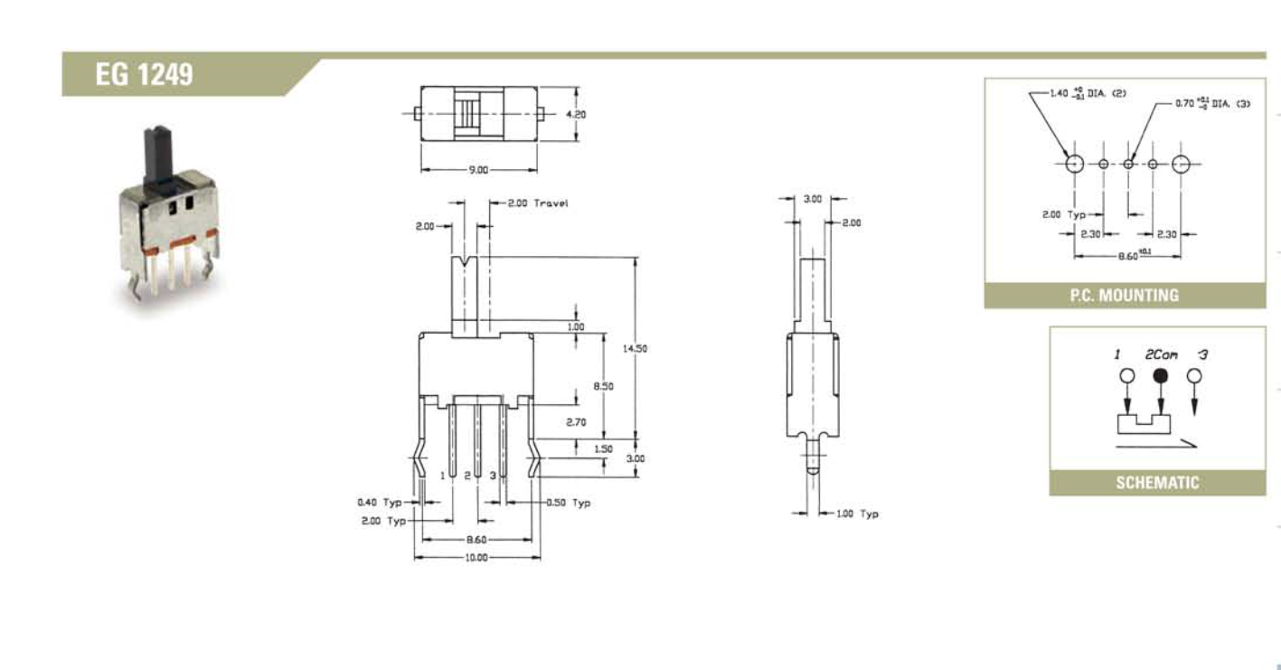 SPDT滑动开关，EG1249