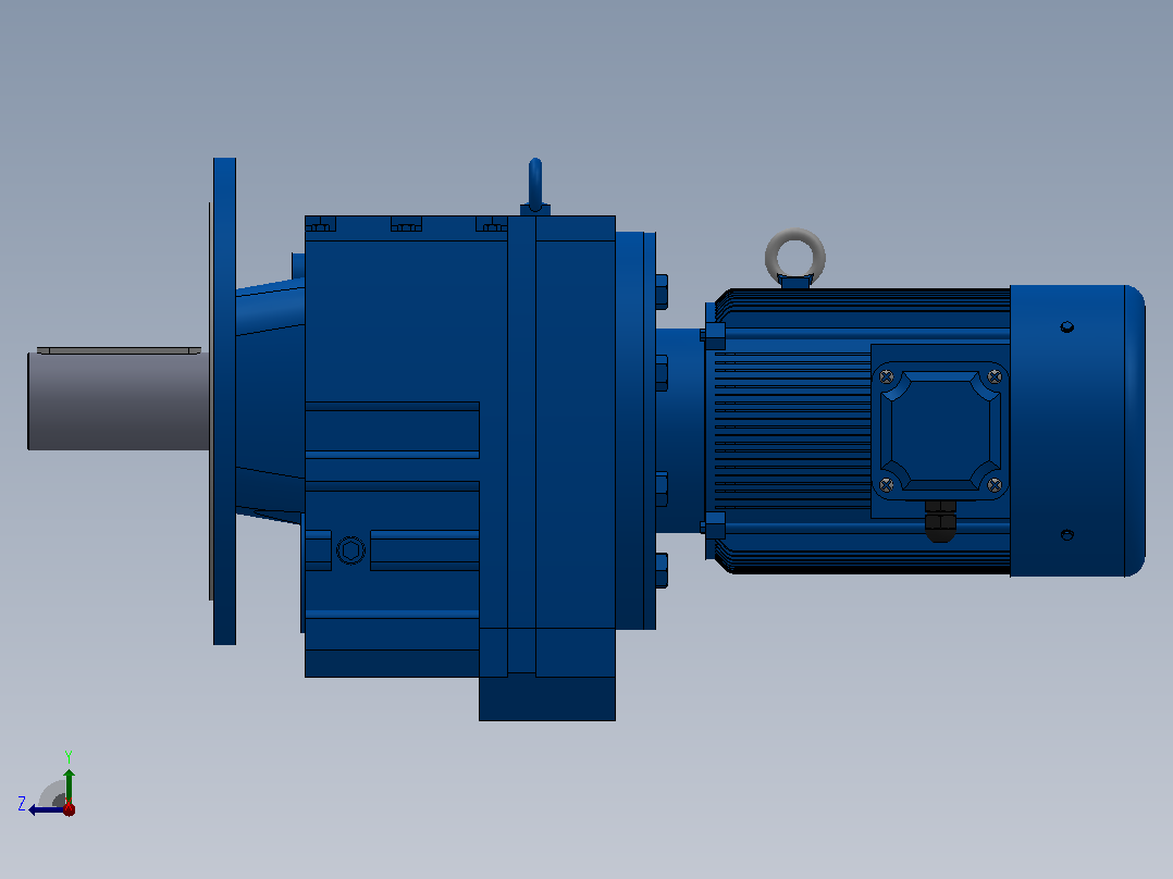 RF147法兰轴伸式安装斜齿轮减速机RF147-Y5.5-8P-132S-M1-0°-Φ550右视图