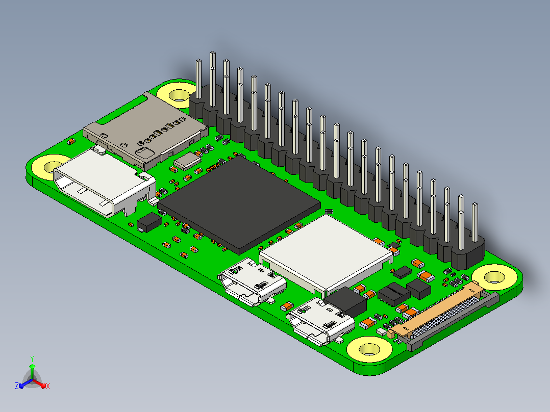 乌藨子pi zero 2 w，带40针公接头12主视图