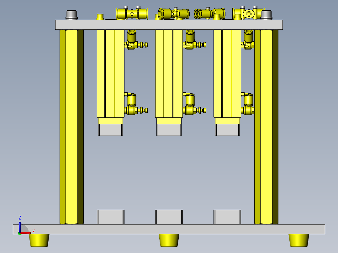双手同时按下的开关机构前视图