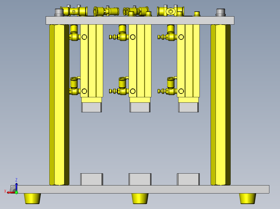 双手同时按下的开关机构后视图