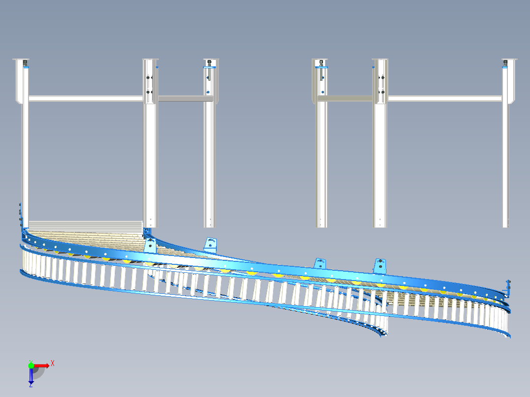 曲线斜坡滚筒输送线俯视图