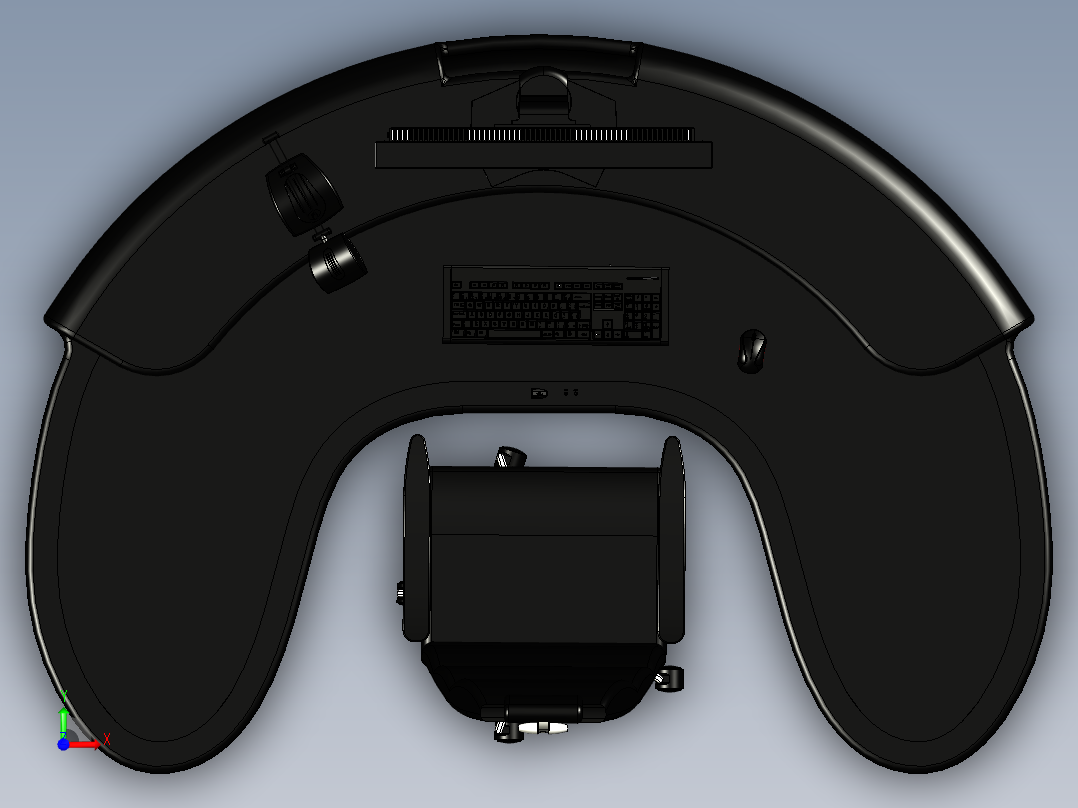 环形电脑桌模型前视图