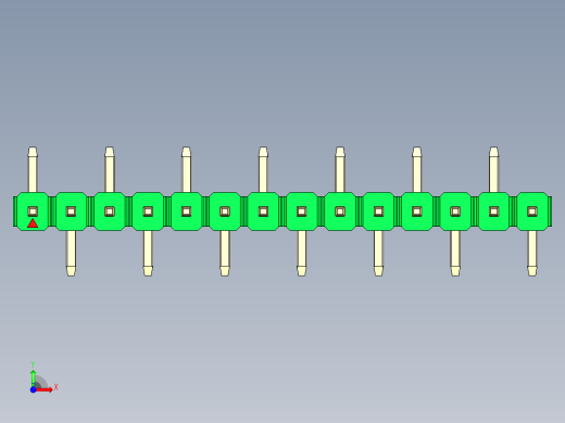 彩色公排针 100mil 2.54mm 系列-DS1022_green_14p_100mil_Type_SMT_R1_rev1.0前视缩略图