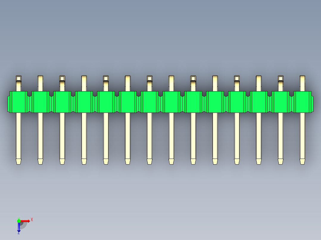 彩色公排针 100mil 2.54mm 系列-DS1022_green_14p_100mil_Type_SMT_R1_rev1.0俯视图