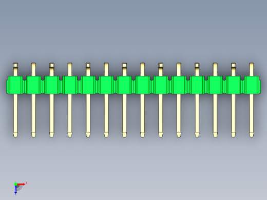 彩色公排针 100mil 2.54mm 系列-DS1022_green_14p_100mil_Type_SMT_R1_rev1.0俯视缩略图