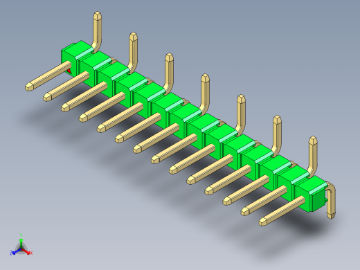 彩色公排针 100mil 2.54mm 系列-DS1022_green_14p_100mil_Type_SMT_R1_rev1.0正等轴测缩略图