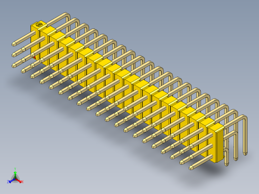 彩色公排针 100mil 2.54mm 系列-DS1022_yellow_3x20p_100mil_TypeD_rev1.0