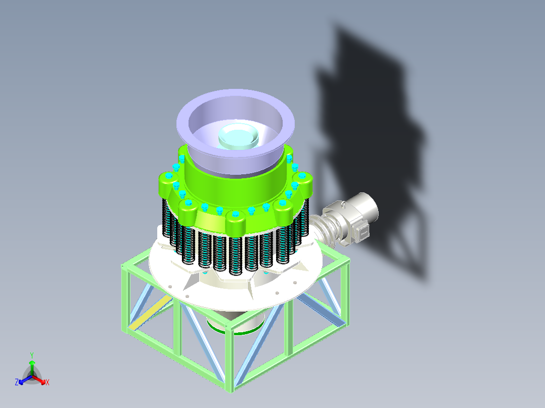 圆锥破碎机的设计CAD+SW2016+说明正等轴测图